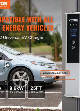 Level 2 Portable EV Charger, 40A 240V, Electric Vehicle Charger with 25 ft Charging Cable NEMA 14-50P Plug, 40A/32A/24A/16A Adjustable Current Plug-in Home EV Charging Station for SAE J1772 EVs