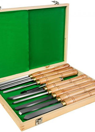 8 Piece Wood Lathe Chisel Set, HSS Steel Wood Carving & Cutting Tools for Hardwood, Includes Bonus Chisel & Wooden Storage Case