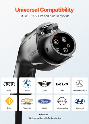 EV Charger Extension Cable, 32Amp 40 ft J1772 Extension Cord Compatible with 120V-240V SAE J1772 Electric Vehicle Chargers, Level 1/Level 2 IP66 Heavy Duty Car Charging Cable with Carrying Bag