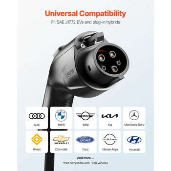 EV Charger Extension Cable, 32Amp 40 ft J1772 Extension Cord Compatible with 120V-240V SAE J1772 Electric Vehicle Chargers, Level 1/Level 2 IP66 Heavy Duty Car Charging Cable with Carrying Bag