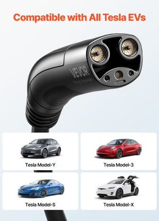 EV Charger Extension Cable for Tesla, 48Amp 40 ft Max 240V 11.52 kW with NACS Plug, EV Extension Cord for Level 1/2 Tesla Mobile/Wall Connector/Destination Charger, Model Y/X/3/S, Carrying Bag