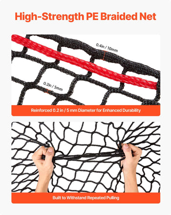 Round Bale Hay Net, 4.92 x 4.92 x 4.92 ft, 1.5 inch Holes, PE Material, Knotless Design, with Zip Ties, Needle Shuttle, Repair T and Storage Bag, Slow Feeder Round Bale Net for Horses