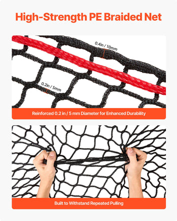 Round Bale Hay Net, 5.91 x 5.91 x 5.91 ft, 1.5 inch Holes, PE Material, Knotless Design, with Zip Ties, Needle Shuttle, Repair T and Storage Bag, Slow Feeder Round Bale Net for Horses