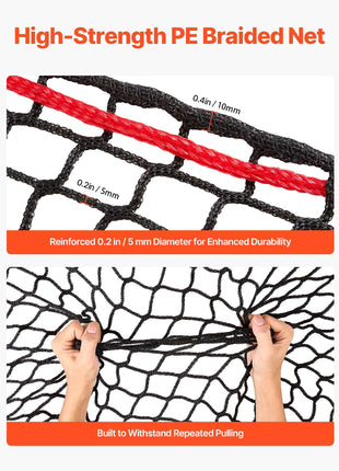 Round Bale Hay Net, 4.92 x 4.92 x 4.92 ft, 1.65 inch Holes, PE Material, Knotless Design, with Self-Locking Zip Ties, Needle Shuttle, and Repair Twine, Slow Feeder Round Bale Net for Horses
