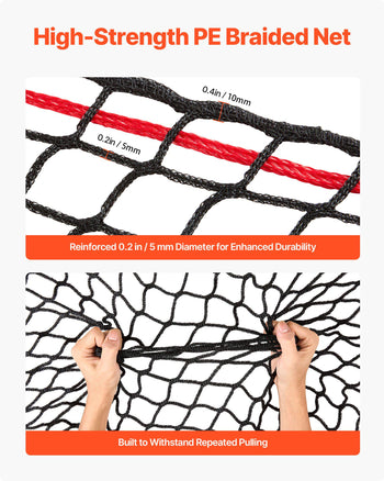 Round Bale Hay Net, 5.91 x 5.91 x 5.91 ft, 1.65 inch Holes, PE Material, Knotless Design, with Zip Ties, Needle Shuttle, Repair T and Storage Bag, Slow Feeder Round Bale Net for Horses