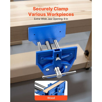 Woodworking Vise, 9 Inch Jaw Width, Quick Release Wood Bench Vise, 10.2 Inch Max Jaw Opening, Heavy-duty Cast Iron Construction, Adjustable Front Stop, Workbench Vice, for Woodworking Drilling