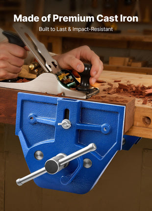 Woodworking Vise, 9 Inch Jaw Width, Quick Release Wood Bench Vise, 10.2 Inch Max Jaw Opening, Heavy-duty Cast Iron Construction, Adjustable Front Stop, Workbench Vice, for Woodworking Drilling