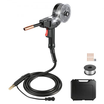 130Amp Spool Gun with 10FT Cable, Replacement for Lincoln Magnum 100SG K2532-1 - with 11PCS Mig Welding Contact Tips, ER4043 0.035" Aluminum Mig Welding Wire & Toolbox