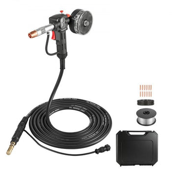 150Amp Spool Gun with 20FT Cable, Replacement for Miller Spoolmate 150 - with 11PCS Mig Welding Contact Tips, ER4043 0.035" Aluminum Mig Welding Wire & Toolbox