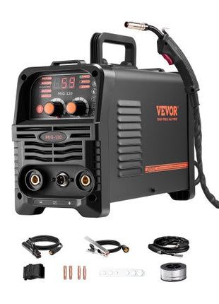 MIG Welder, 130Amp Synergic Mig Welding Machine, 3-in-1 Flux Core MIG/Stick/Lift TIG Multi-Process Welder Machine, 110V Portable Mig Welder with IGBT Inverter Technology & Digital Display Screen