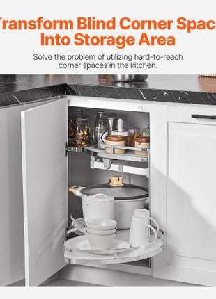 Swing Right Blind Corner Cabinet, Pull Out Organizer for 36 inch Width Blind Cabinet, 2 Tier Height Adjustable Swing Tray, Soft Close Kitchen Cloud Blind Organizer, Right Open