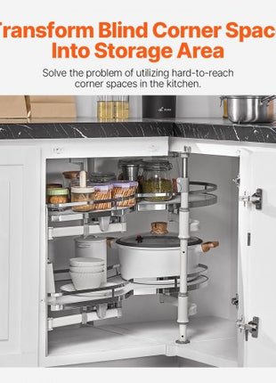 Swing Left Blind Corner Cabinet, Pull Out Organizer for 36 inch Width Blind Cabinet, 2 Tier Height Adjustable Swing Tray, Soft Close Kitchen Cloud Blind Organizer, Left Open