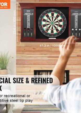 Dartboard and Cabinet Set, Ready-to-Play Bundle Official Size Dartboard Cabinet Set, Steel Tip Dart Cabinet, Features Easy Assembly, Complete with All Accessories, Perfect for Cricket Games