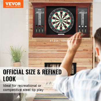 Dartboard and Cabinet Set, Ready-to-Play Bundle Official Size Dartboard Cabinet Set, Steel Tip Dart Cabinet, Features Easy Assembly, Complete with All Accessories, Perfect for Cricket Games
