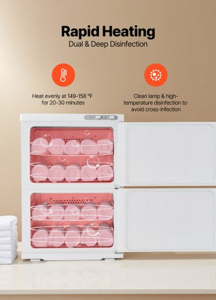 Hot Towel Warmer, 10 gal Large Capacity 2-Tier Towel Warmer Cabinet with Clip & 4 Stainless Steel Racks, Holds up 48 Towels, All-Round Heating Cabinet for Spa, Barber, Manicures, Massage, Salon