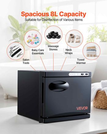 Hot Towel Warmer, 1.76 gal Small Towel Warmer Cabinet with Clip & Stainless Steel Rack, Holds up 12 Towels, Portable All-Round Heating Cabinet for Spa, Barber, Manicures, Massage, Salon, Black