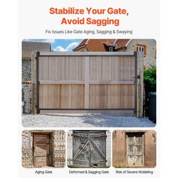 Gate Building Kit, Fits 36 to 60 in Wide Openings, Up from 6 to 7 ft High Fence, Adjustable Gate Building Kit, Anti Sag Full Gate Frame Kit with Latch Lock and Screws, for Wooden Fence, Iron
