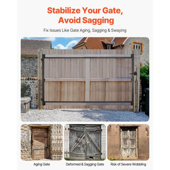 Gate Building Kit, Fits 40 to 72 in Wide Openings, Up from 4 to 5 ft High Fence, Adjustable Gate Building Kit, Anti Sag Full Gate Frame Kit with Latch Lock and Screws, for Wooden Fence, Iron