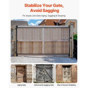 Gate Building Kit, Fits 60 to 96 in Wide Openings, Up from 6 to 7 ft High Fence, Adjustable Gate Building Kit, Anti Sag Full Gate Frame Kit with Latch Lock, Screw, for Wooden Fence, Iron, Black