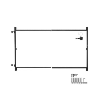 Gate Building Kit, Fits 60 to 96 in Wide Openings, Up from 6 to 7 ft High Fence, Adjustable Gate Building Kit, Anti Sag Full Gate Frame Kit with Latch Lock, Screw, for Wooden Fence, Iron, Black