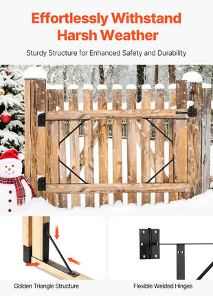 Gate Corner Brace Bracket, 2 Sets, Anti Sag Gate Frame Hardware Kit, Gate Frame Brace Bracket with Latch Lock, Screws, for Shed Doors, Corral Gates, Driveway Gates, Stable Gates, Iron, Black