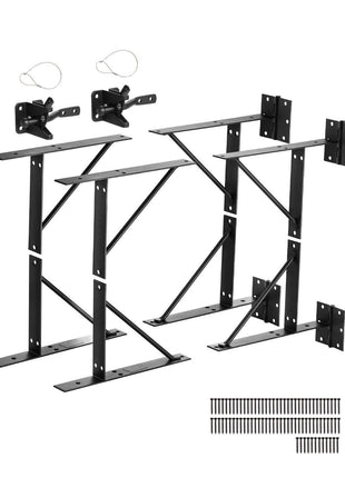 Gate Corner Brace Bracket, 2 Sets, Anti Sag Gate Frame Hardware Kit, Gate Frame Brace Bracket with Latch Lock, Screws, for Shed Doors, Corral Gates, Driveway Gates, Stable Gates, Iron, Black