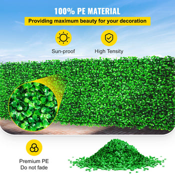 Artificial Boxwood Panel UV 24pcs Boxwood Hedge Wall Panels Artificial Grass Backdrop Wall 10\" X 10\" 4 cm Green Grass Wall, Fake Hedge for Decor Privacy Fence Indoor, Outdoor Garden Backyard