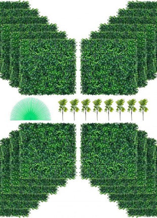 Artificial Boxwood Panel UV 24pcs Boxwood Hedge Wall Panels Artificial Grass Backdrop Wall 20\" X 20\" 4 cm Green Grass Wall Fake Hedge for Decor Privacy Fence Indoor Outdoor Garden Backyard