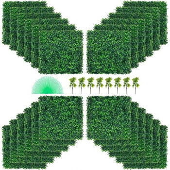 Artificial Boxwood Panel UV 24pcs Boxwood Hedge Wall Panels Artificial Grass Backdrop Wall 20\" X 20\" 4 cm Green Grass Wall Fake Hedge for Decor Privacy Fence Indoor Outdoor Garden Backyard