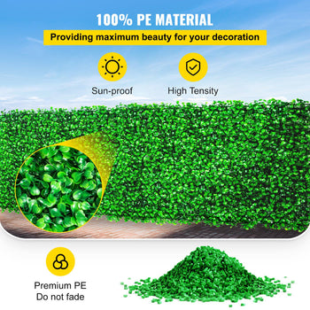 Artificial Boxwood Panel UV 48pcs Boxwood Hedge Wall Panels Artificial Grass Backdrop Wall 10X10\" 4cm Green Grass Wall Fake Hedge for Decor Privacy Fence Indoor Outdoor Garden Backyard