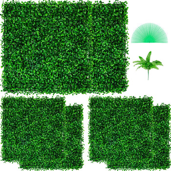 Artificial Boxwood Panel UV 6pcs Boxwood Hedge Wall Panels, Artificial Grass Backdrop Wall 20\" X 20\" 4 cm Green Grass Wall, Fake Hedge for Decor Privacy Fence Indoor, Outdoor Garden Backyard