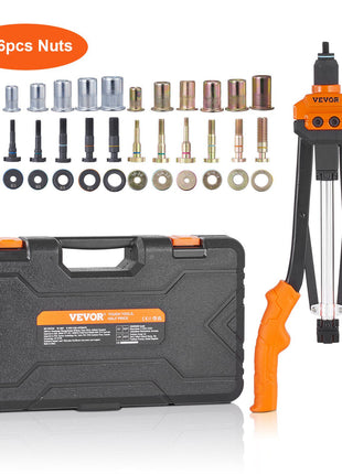 VEVOR 186-piece nut and bolt extractor set, includes black and orange ergonomic tool, with sturdy carrying case.