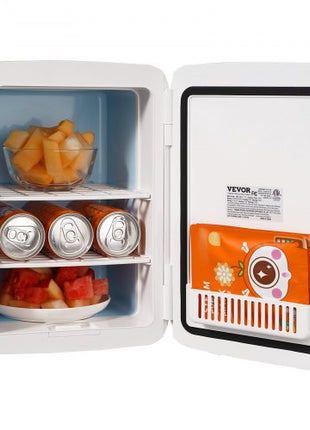 Mini Fridge,10L/12 Can Luxury Skin Care Refrigerator,  Small Beverage Fridges for Bedroom Office Dorm Car Travel,  AC/DC Cooler & Heat for Foods, Drink, Breast Milk Storage & Chill, White