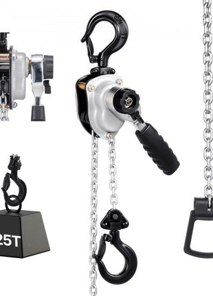 Manual Lever Chain Hoist, 1/4T 550LBS Capacity Heavy Duty Come Along, 10FT Lift G80 Alloy Steel Chain With Dual Pawl Mechanical Brake,360°Rotating Hooks, for Warehouse Construction Garage