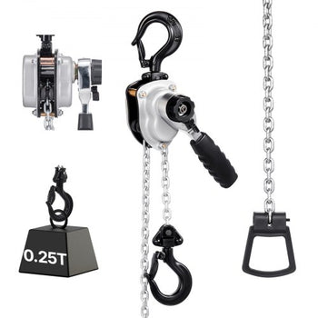 Manual Lever Chain Hoist, 1/4T 550LBS Capacity Heavy Duty Come Along, 10FT Lift G80 Alloy Steel Chain With Dual Pawl Mechanical Brake,360°Rotating Hooks, for Warehouse Construction Garage