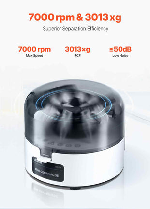 Mini Centrifuge Machine, 3013xg RCF Electric Laboratory Centrifuge Machine with 2-in-1 Rotor for 0.2/1.5/2ml Tube Capacity, Fixed Speed 7000r/min, Low Noise, Widely Used in Various Experiments