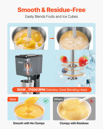 Milkshake Maker, 150W Milk Shake Maker Mixer, Single Head Drink Mixer Blender Machine, Dual-Speed Adjustment Milkshake Blender with Stainless Steel Cup, for Home, Kitchen, Bar & Beverage Shop