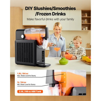 Slushie Machine, 2.6L/88oz No Ice Needed Slushy Machine for Home, Frozen Drink Maker with 5 Preset Programs, Margarita Machine with Self-Cleaning, Frozen Margaritas, Frappés, Milkshake & More