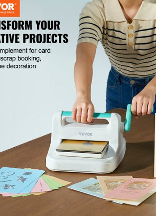 Manual Die Cutting & Embossing Machine, Portable Cut Machines, 6 inch Opening Scrapbooking Machine Full Kit Included, For Arts & Crafts, Scrapbooking, Card Making and Crafting, White