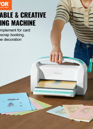 Manual Die Cutting & Embossing Machine, Portable Cut Machines, 9 inch Opening Scrapbooking Machine Full Kit Included, For Arts & Crafts, Scrapbooking, Card Making and Crafting, White
