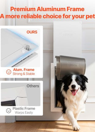 Pet Door, Large, with Double Magnetic Flaps and Metal Frame, Strong and Weatherproof Dog Door for Interior and Exterior Doors, Easy to Install, Easy In-and-Out Access for Doggies, White