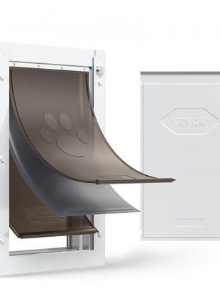 Pet Door, Large, with Three Magnetic Flaps and Metal Frame, Strong and Weatherproof Dog Door for Interior and Exterior Doors, Easy to Install, Easy In-and-Out Access for Doggies, White