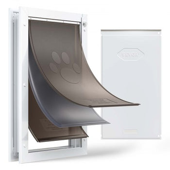 Pet Door, X-Large, with Three Magnetic Flaps and Metal Frame, Strong and Weatherproof Dog Door for Interior and Exterior Doors, Easy to Install, Easy In-and-Out Access for Doggies, White