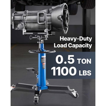 Transmission Jack, 33\"-67\" High Lift, 1100 lbs Hydraulic Telescoping Transmission Jack, 2-Stage Floor Jack Stand 1/2 Ton Capacity with Foot Pedal, 360° Swivel Wheel, Garage/Shop Lift Hoist