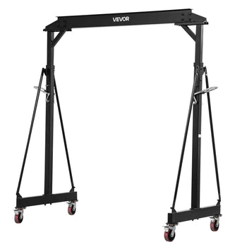 Adjustable Gantry Crane, 4400 lbs Capacity, Portable Shop Lift Hoist with 98.8" to 146.1" Height Adjustable, Locking Wheels, Steel Construction, for Factory, Warehouse, Auto Repair, Frame Only