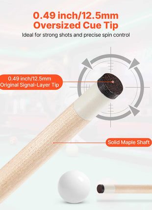 Pool Cue, 4 Pieces Pool Stick, 58 inch Canadian Maple Wood Billiard Pools Stick with ABS Connection Ring, Cues Sticks for Professional Pool Table, Bar, Home, Office, 18 oz, 19 oz, 20 oz, 21 oz