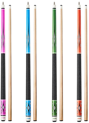 Pool Cue, 4 Pieces Pool Stick, 58 inch Canadian Maple Wood Billiard Pools Stick with ABS Connection Ring, Cues Sticks for Professional Pool Table, Bar, Home, Office, 18 oz, 19 oz, 20 oz, 21 oz