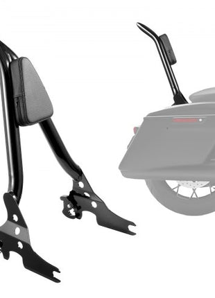 Motorcycle Backrest Sissy Bar, Compatible with Harley-Davidson Touring Models, 27-Inch Height Quick Release Detachable Passenger Backrest, Durable Metal Frame with Leather Rear Pad, Black