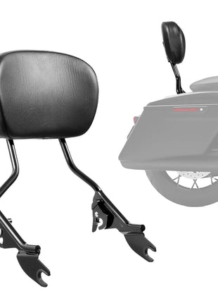 Detachable Motorcycle Passenger Backrest, Compatible with Harley-Davidson Touring, Street Glide, Road Glide, Road King, 16-Inch Height, Black