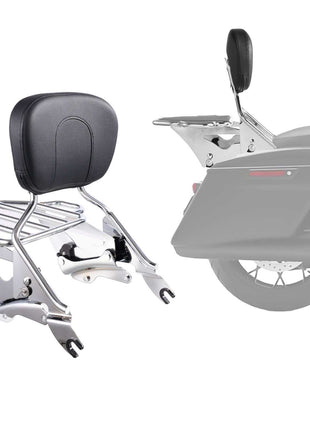 Motorcycle Backrest Sissy Bar with Luggage Rack, Compatible with Harley-Davidson Touring Models, Street Glide, Road Glide, and Road King, Detachable Passenger Backrest for Motorcycles